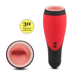 30 Speed Vibration Male Masturbator Cup Deep Throat Mouth Sex Toys for Men Glans Penis Exerciser Ejaculation Delay