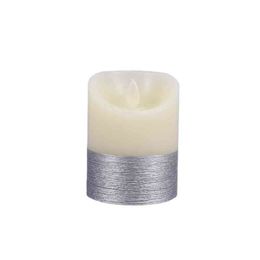Christmas Brushed Silver Candle Lamp Chargable LED Flickering Candles Pillar Candle Lights (7.5*10cm) H1222 H12