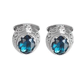 Blue Green Crystal links Classic Round Button Designer High Quality Men's Shirt Tuxedo Studs Cuff Links