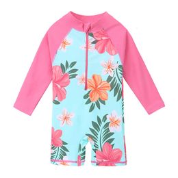 Baohulu Upf50+ Print Baby Girl Swimsuit Long Sleeve Kids Swimwear One Piece Toddler Infant Bathing Suit for Girls Boys Children