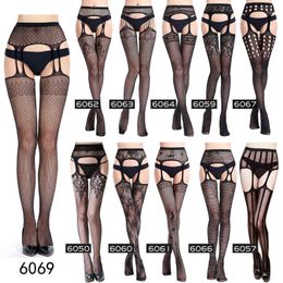 thigh Highs tights Lingerie fishnet stocking sexy Lace top suspender sheer intimates erotic Bodysuit pantyhose games Y1119