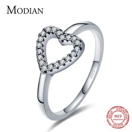 Real 925 Sterling Silver Calssic Vintage Heart Finger Rings Simple Collocation Fine Jewlery For Women Exquisite Gift 210707