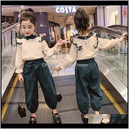Sets Baby Clothing Baby Kids Maternity Drop Delivery 2021 Childrens Girls Spring Suit Korean Fashion Cotton Linen Twopiece Full Clothes For T