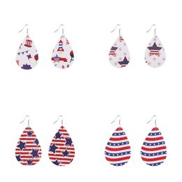 Independent Day Stars and Stripes Leather Teardrop Earrings Festivals American Flag Leather Wather Drop Earrings for Women X0709 X0710