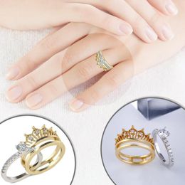 Wedding Rings Creative Detachable Crown Women Ring Set Micro-inlaid Zircon Two-piece Ladies Two-in-one Jewelry Gift #W5