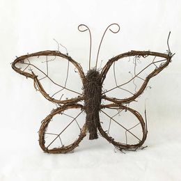 1 Pc/lot New Design Farmhouse Decor Hanging Wall Decoration Grapevine Twig Rattan Butterfly Ornaments Q0812