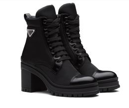 2021 Designer escovado couro e nylon laced botas mulheres tornozelo botas de tours biker boot austrália bootiess botas de inverno tamanho 35-41