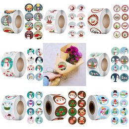 Gift Wrap Merry Christmas Stickers Cute Snowman Trees Decorative Wrapping Box Label Tags