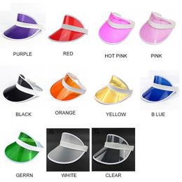 Sun Hat Summer Unisex Children Outdoor Transparent PVC Empty Top Hat Uv Visor Sun-Hats Fashion Sparty hats 10pcs