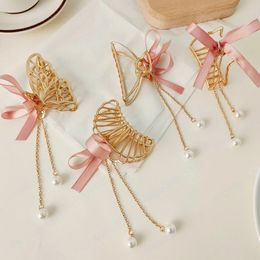 Women Elegant Gold Hollow Geometric Metal Hair Claw Vintage Hair Clips Headband Hairpin Fashion Hair Accessories Bow