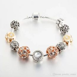 Designer Jewellery 925 Silver Bracelet Charm Bead fit Pandora 18K Rose Gold Plated Heart Slide Bracelets Beads European Style Charms Beaded Murano