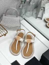 Women's summer fashion trend woven toe sandals hand-woven upper double widened thickened leather