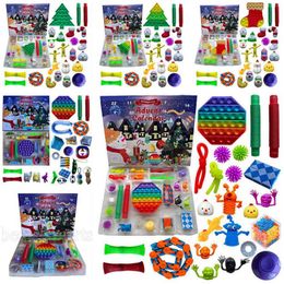 EUA Stock 24 PCS / Set Christmas Fidget Toy Countdown Countdown Calendar Caixas Caixas Sensory Pack 5 Styles Advent Calendar Calendário presentes Caixa de presentes