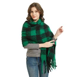 Green Red Yellow Black White Small Square Scarf Women Winter Warm Cashmere Wool Scarves For Ladies