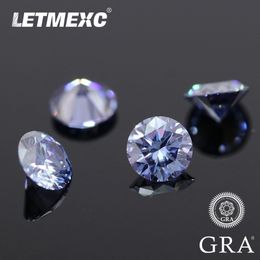 Letmexc Blue Loose Diamond Moissanite Gems VVS1 Round Shape with GRA Cartificate