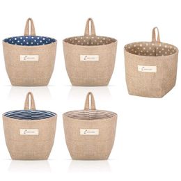 5Pcs Wall Hanging Storage Bags Foldable Basket Bag For Home Office Closet Organising Baskets