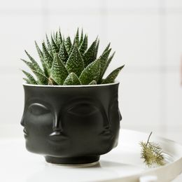 Nordic Mann Gesicht Keramik Kleine Vase Blumentopf Sukkulenten Orchidee Indoor Pflanzer Wohnkultur Kreative Container Halter Cachepot 1425 V2