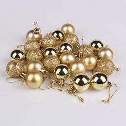 Party Decoration 24pcs 4cm Christmas Tree Hanging Balls Plastic Pendants Ornaments Decor (Golden)