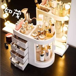 Transparent Makeup Case Waterproof Dressing Case Desktop Storage Organiser Drawer Beauty Cosmetic Jewellery Box Storage Organiser 210330