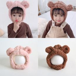 Winter Hats for Kids Warm Woollen Beanies Caps Baby Long Bear Ear Knitted Hat Cute Boys Girls Bonnet Plush Velvet Cap