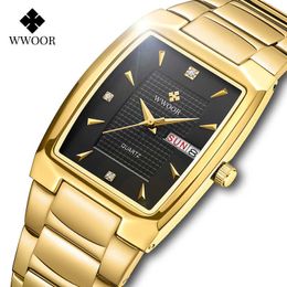 WWOOR Women Bracelet Watches Top Brand Luxury Gold Black Ladies Dress Wristwatch Square Casual Gifts Clock Relogio Feminino 210527