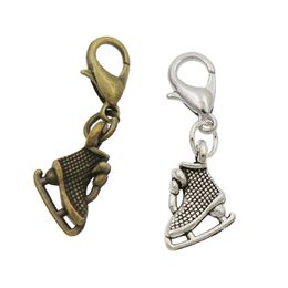 Alloy Ice Skating Grid Sports Shoes Lobster Claw Clasp Charm Beads 29.5x10.5mm Tibetan silver/Bronze Jewellery DIY C568 100pcs/lot