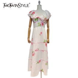 Summer Hit Color Dress For Women V Neck Short Sleeve High Waist Patchwork Ruffle Dresses Female Fashion 210520