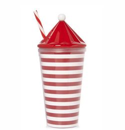 Christmas Straw Cup Reusable Tumbler Flat Cup Ice Cold Drink Coffee Juice Tea Cup New Year Special For Colorful Mug Sea Shipping WWA262