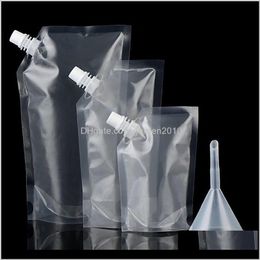 Other Drinkware Wholesale Clear Standup Plastic Drink Packaging Bag Spout Pouch For Beverage Liquid Juice Milk Coffee Wb2630 Slkpl A8Skl