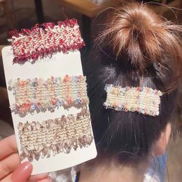 Winter Knitting Hair Clips Wool Woven Headwear Hairgrip Hairpins Metal Barrettes Set For Women Girls Hair Accessories