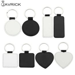 10pcs Leather Keychains Blank Heart Round Square Mdf Keychains Sublimation Heat Transfer Keychains Kit Jewelry Making H0915