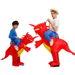 Mascot doll costume Factory Outlet Inflatable Dinosaur Costume Cool Men Ride on Red Dino Halloween Costumes for Adult Kids