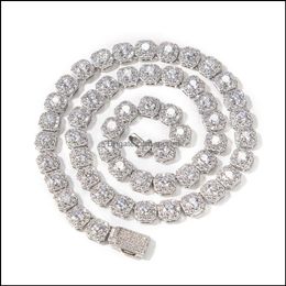 Choker Necklaces & Pendants Jewelry Hip Hop Bread Diamond Necklace Micro Cubic Zirconia Copper Pendant Set With Diamonds Plating Cuba Chain