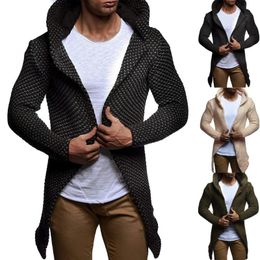 Men's Trench Coats Fashion Autumn Leisure Solid Colour Hooded Knit Cardigan CoatAutumn Winter Boy Jobs Work Trendy Style