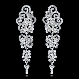 Fashion Jewllery Top Crystal Wedding Dangle Earrings for Bridesmaid Floral Bridal Long Earring Engagement Jewellery BA042