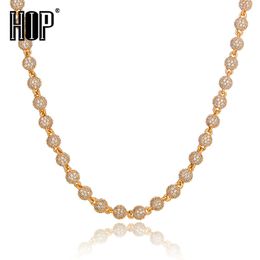 Hip Hop 6MM Bling Iced Out Round AAA+ CZ Stones Cubic Zirconia Ball Chains Necklaces Bracelet For Men Women Chokers Jewellery Kit X0509