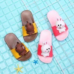 Boys Girls Slippers Summer Cute Cartoon Bear Children Outdoor Sandals Indoor Home Shoes Kids Beach Slippers Water Flip Flops 210713