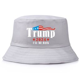 Trump 2024 I'll Be Back Bucket Hat Fashion Unisex Fisherman Cap Cotton Beach Sun Hat For Presidential General Election Newest Design