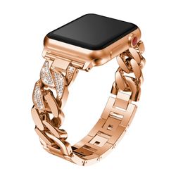 Women Ladies Straps Bracelet For Apple Watch Series 7 6 5 4 3 2 1 Band Strap 41mm 45mm 40mm 44mm 42mm Black Stainless Steel Adapter Fit iWatch SE 38mm