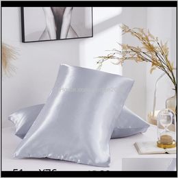 Solid Colour Soft Pillowcase 2 Colos Satin Queen Polyester Cool Standard Silk Multiple Colours Home Decoration Pillow Case Ieprx 2Tljn