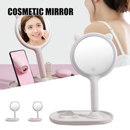LED Lighted Makeup Desktop Dressing Fill Light Female Portable Beauty Mirror for Home Travel LDO99
