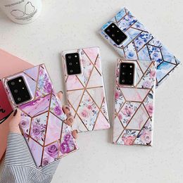 Plating Geometric Flower Phone Cases For Samsung A72 A52 A32 A51 A71 S21 S20 FE S10 S8 S9 Plus Note 20 10 Soft Back Cover