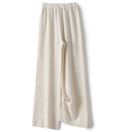 Autumn/Winter Wide Legging Pants Fashion Women Loose Trousers 100% Pure Wool Fashion Knitwear 211117