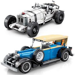 Children Toys Creator Classic Car Vintage Model Building Blocks City Pull Back Speed Racer Ideas Bricks Kids Christmas Gifts Q0624