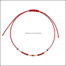 Beaded Strands Bracelets Jewelrybohemia Japanese Rice Beads Handmade Woven Set Bracelet Female Adjustable Tight Rope Drop Delivery 2021 0Ec