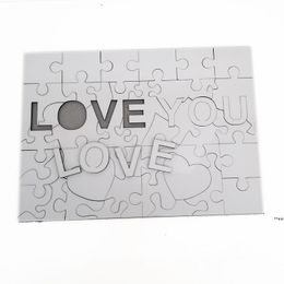 Party Gift MDF Sublimation Puzzle LOVE Heart Irregular Jigsaw 9.84*7.08inch Thermasl Transfer Blank Puzzles Customised Creative RRE11953