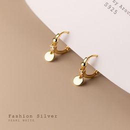 Hoop & Huggie Real 925 Sterling Silver Disc Zircon Small Earrings For Women Girls Hypoallergenic Jewellery