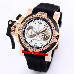 16 style High-quality Watches Chronofighter Left Hand Rose Gold Quartz Chronograph Mens Watch White Dial Rubber Strap Gents Sports Wristwatches