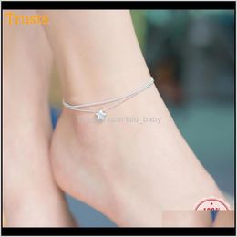 Drop Delivery 2021 Trustdavis Sterling Fashion Double Layer Star Anklets For Women Girls Lady Sier 925 Jewelry Gift Wholesale Ds602 F1219 Ea9