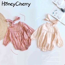 The summer girl baby Siamese Bodysuits Clothing silky long-sleeved clothes 210515